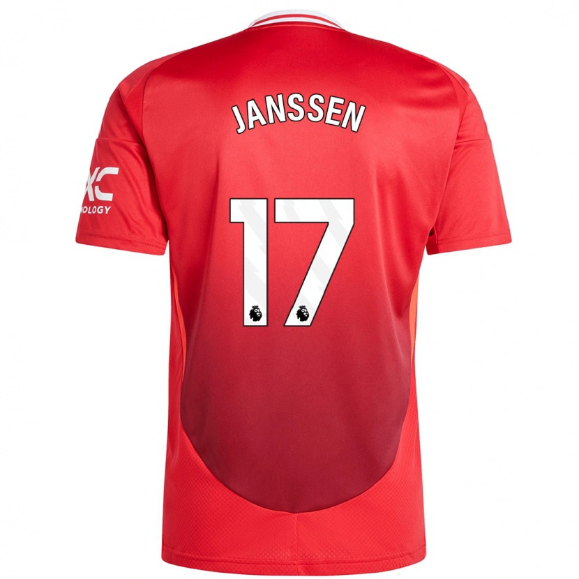 Danxen Kinderen Dominique Janssen #17 Felrood Thuisshirt Thuistenue 2024/25 T-Shirt