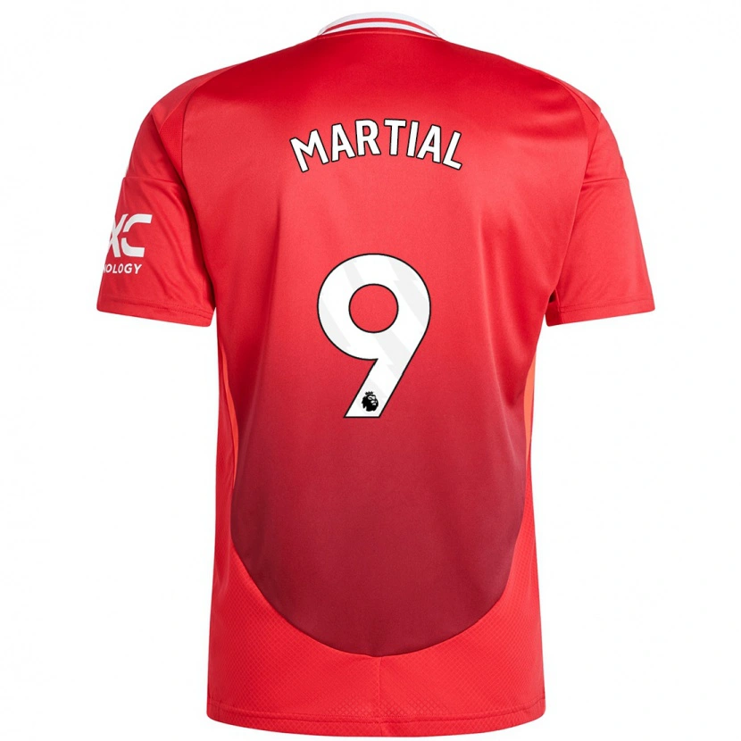 Danxen Kinderen Anthony Martial #9 Felrood Thuisshirt Thuistenue 2024/25 T-Shirt