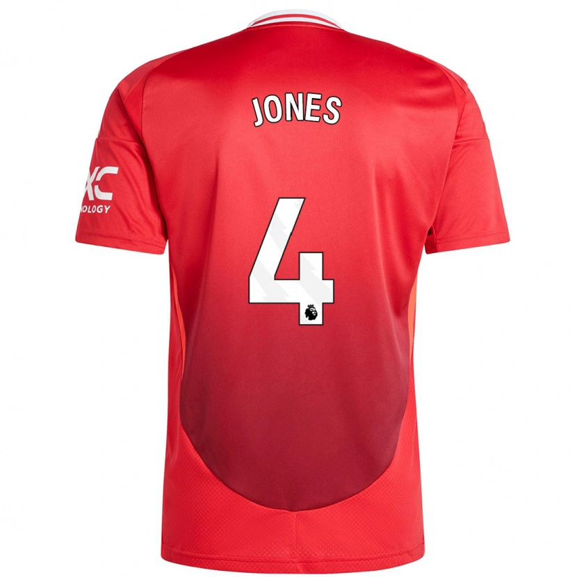 Danxen Kinderen Phil Jones #4 Felrood Thuisshirt Thuistenue 2024/25 T-Shirt