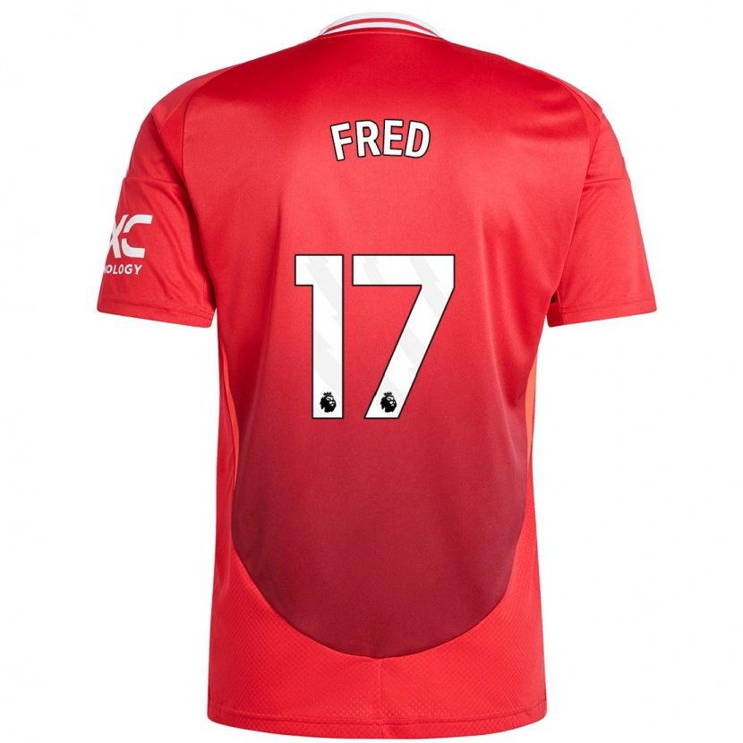 Danxen Kinderen Fred #17 Felrood Thuisshirt Thuistenue 2024/25 T-Shirt