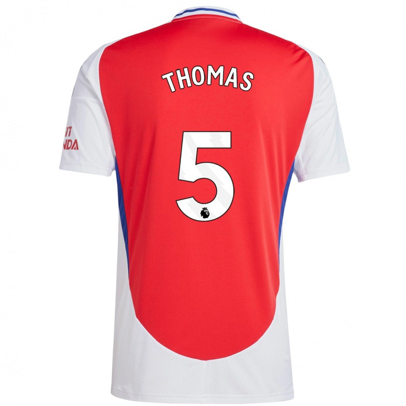 Danxen Kinderen Thomas Partey #5 Rood Wit Thuisshirt Thuistenue 2024/25 T-Shirt