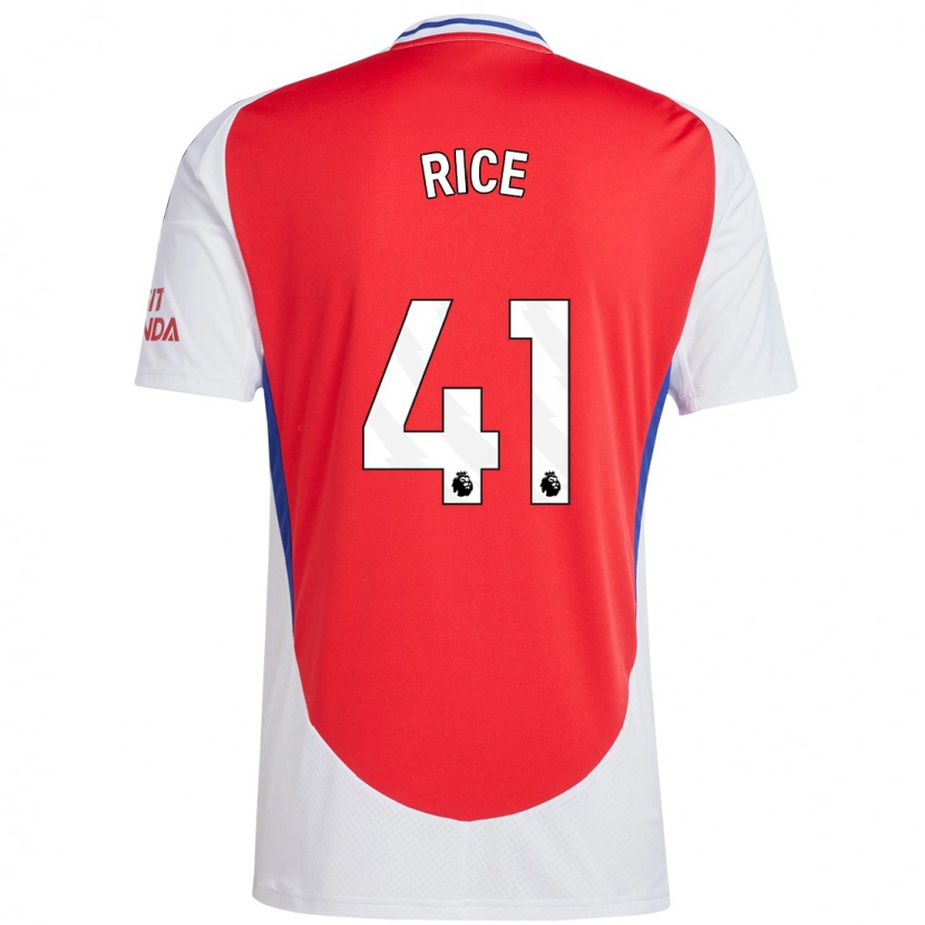 Danxen Kinderen Declan Rice #41 Rood Wit Thuisshirt Thuistenue 2024/25 T-Shirt