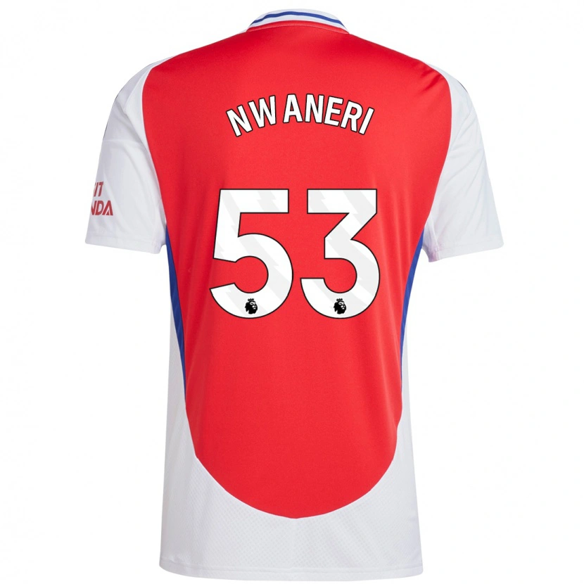 Danxen Kinderen Ethan Nwaneri #53 Rood Wit Thuisshirt Thuistenue 2024/25 T-Shirt