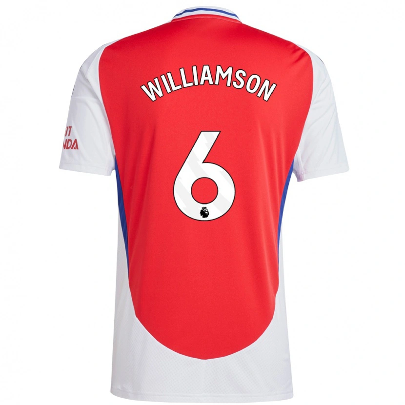 Danxen Kinderen Leah Williamson #6 Rood Wit Thuisshirt Thuistenue 2024/25 T-Shirt