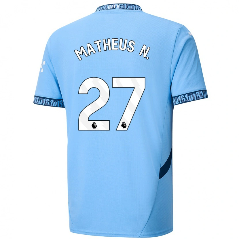 Danxen Kinderen Matheus Nunes #27 Marineblauw Thuisshirt Thuistenue 2024/25 T-Shirt