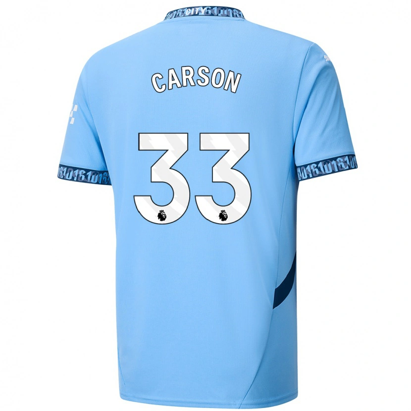 Danxen Kinderen Scott Carson #33 Marineblauw Thuisshirt Thuistenue 2024/25 T-Shirt