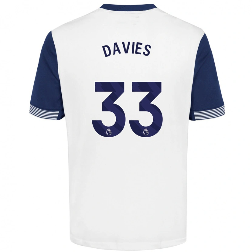 Danxen Kinderen Ben Davies #33 Wit Blauw Thuisshirt Thuistenue 2024/25 T-Shirt