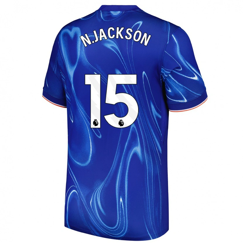 Danxen Kinderen Nicolas Jackson #15 Blauw Wit Thuisshirt Thuistenue 2024/25 T-Shirt