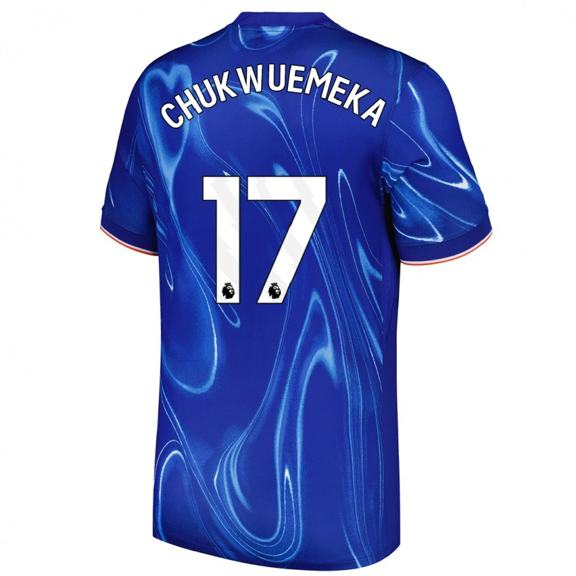 Danxen Kinderen Carney Chukwuemeka #17 Blauw Wit Thuisshirt Thuistenue 2024/25 T-Shirt