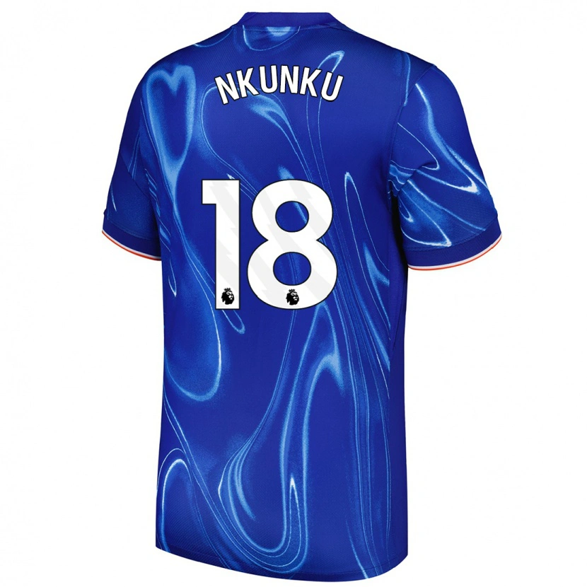 Danxen Kinderen Christopher Nkunku #18 Blauw Wit Thuisshirt Thuistenue 2024/25 T-Shirt