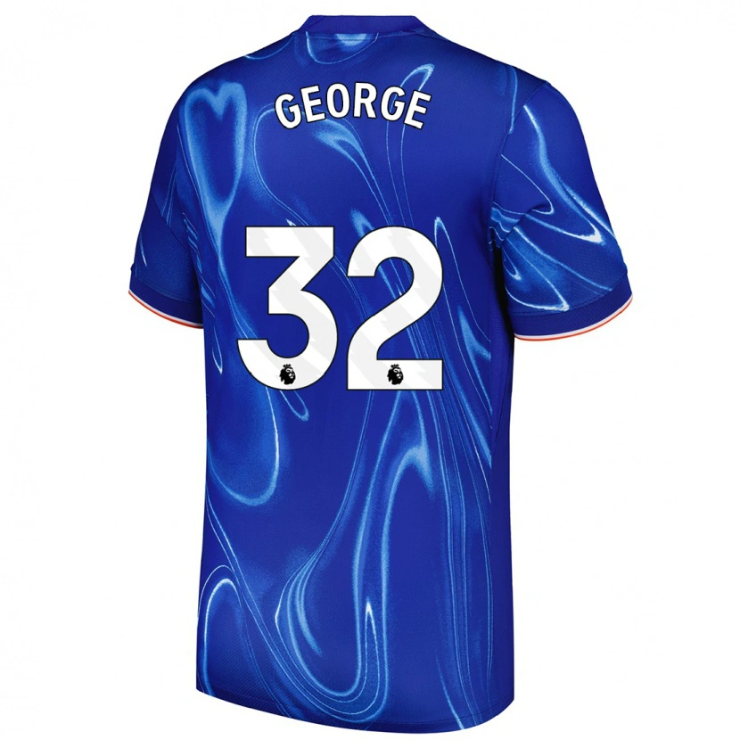 Danxen Kinderen Tyrique George #32 Blauw Wit Thuisshirt Thuistenue 2024/25 T-Shirt