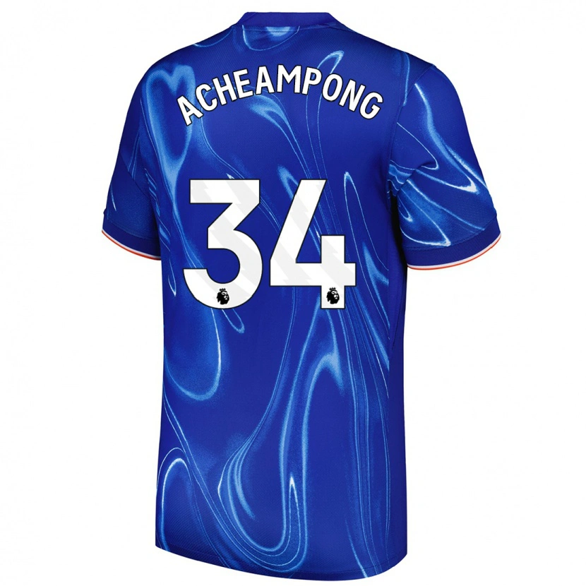 Danxen Kinderen Josh Acheampong #34 Blauw Wit Thuisshirt Thuistenue 2024/25 T-Shirt