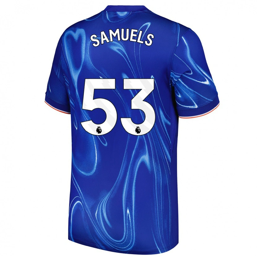 Danxen Kinderen Ishé Samuels-Smith #53 Blauw Wit Thuisshirt Thuistenue 2024/25 T-Shirt