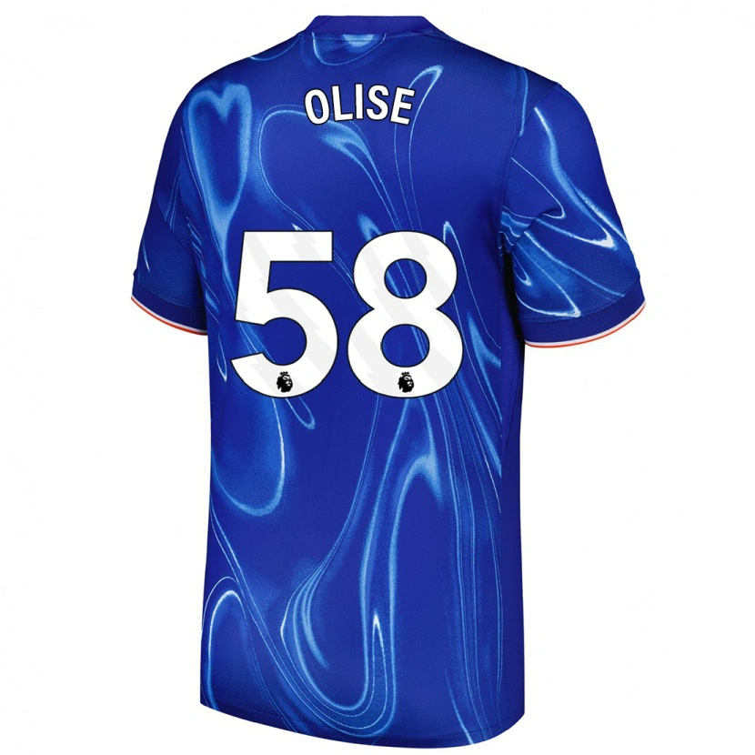 Danxen Kinderen Richard Olise #58 Blauw Wit Thuisshirt Thuistenue 2024/25 T-Shirt