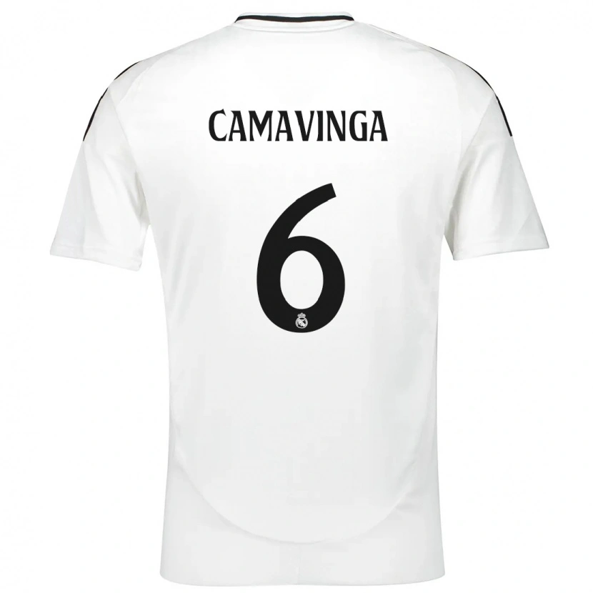 Danxen Kinderen Eduardo Camavinga #6 Wit Thuisshirt Thuistenue 2024/25 T-Shirt