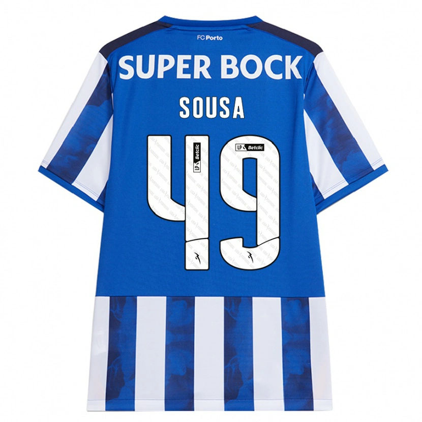 Danxen Kinderen Gonçalo Sousa #49 Blauw Wit Thuisshirt Thuistenue 2024/25 T-Shirt