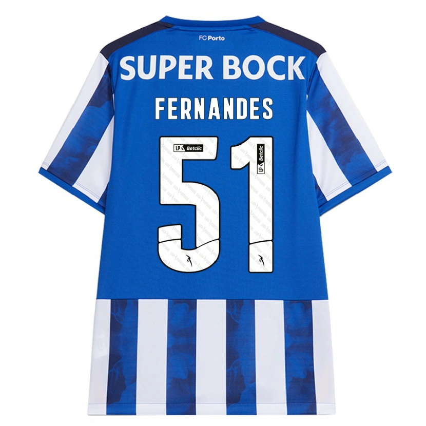 Danxen Kinderen Diogo Fernandes #51 Blauw Wit Thuisshirt Thuistenue 2024/25 T-Shirt