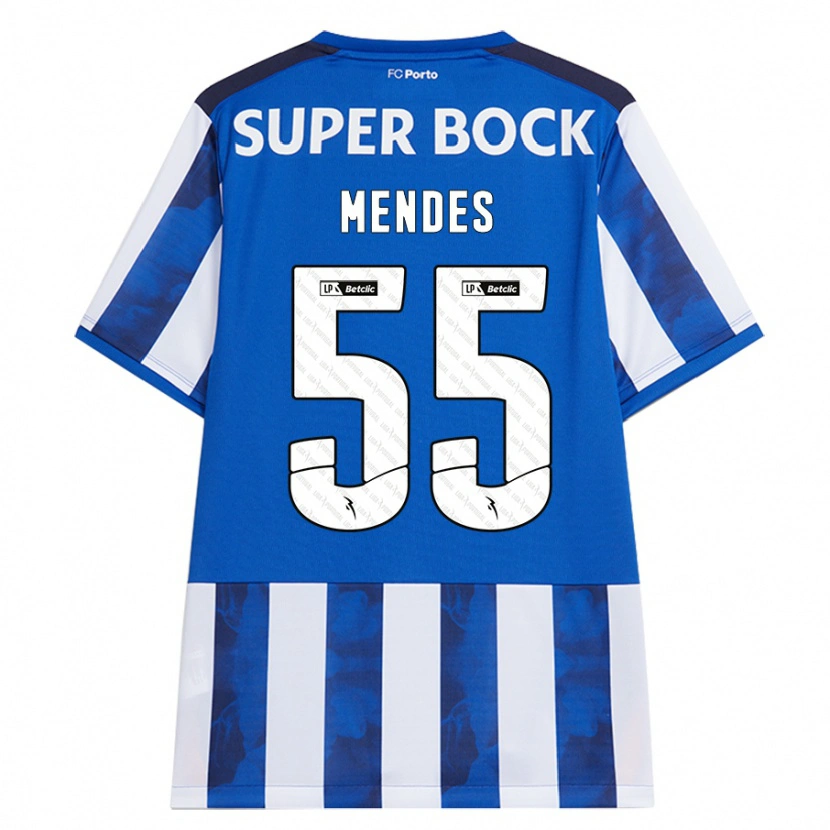 Danxen Kinderen João Mendes #55 Blauw Wit Thuisshirt Thuistenue 2024/25 T-Shirt