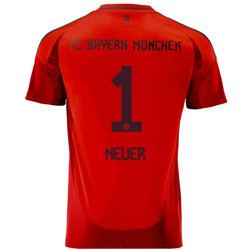 Danxen Kinderen Manuel Neuer #1 Rood Thuisshirt Thuistenue 2024/25 T-Shirt