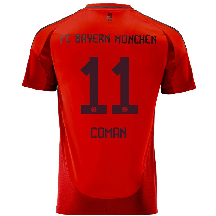 Danxen Kinderen Kingsley Coman #11 Rood Thuisshirt Thuistenue 2024/25 T-Shirt