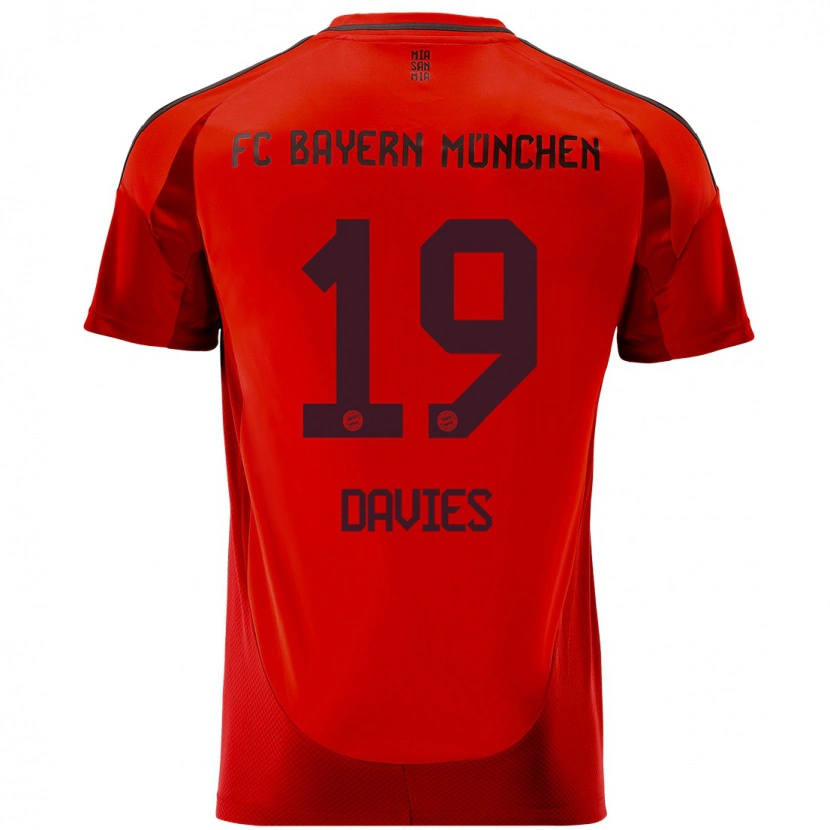 Danxen Kinderen Alphonso Davies #19 Rood Thuisshirt Thuistenue 2024/25 T-Shirt