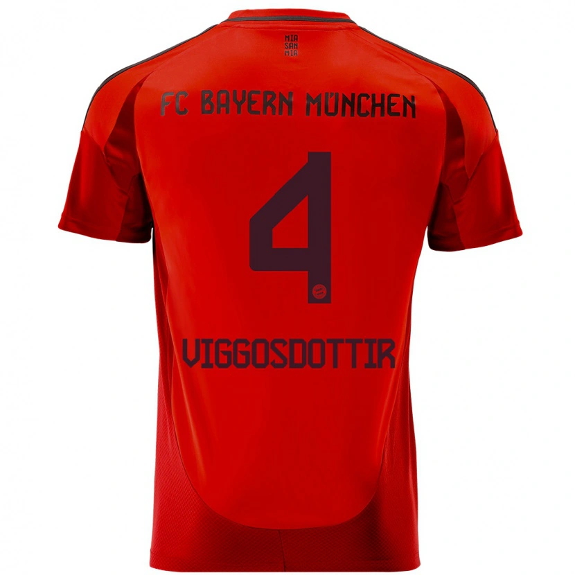 Danxen Kinderen Glódís Perla Viggósdóttir #4 Rood Thuisshirt Thuistenue 2024/25 T-Shirt