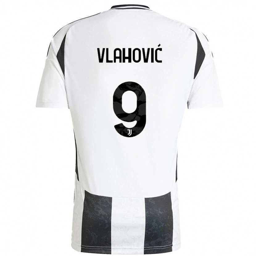 Danxen Kinderen Dušan Vlahović #9 Wit Zwart Thuisshirt Thuistenue 2024/25 T-Shirt