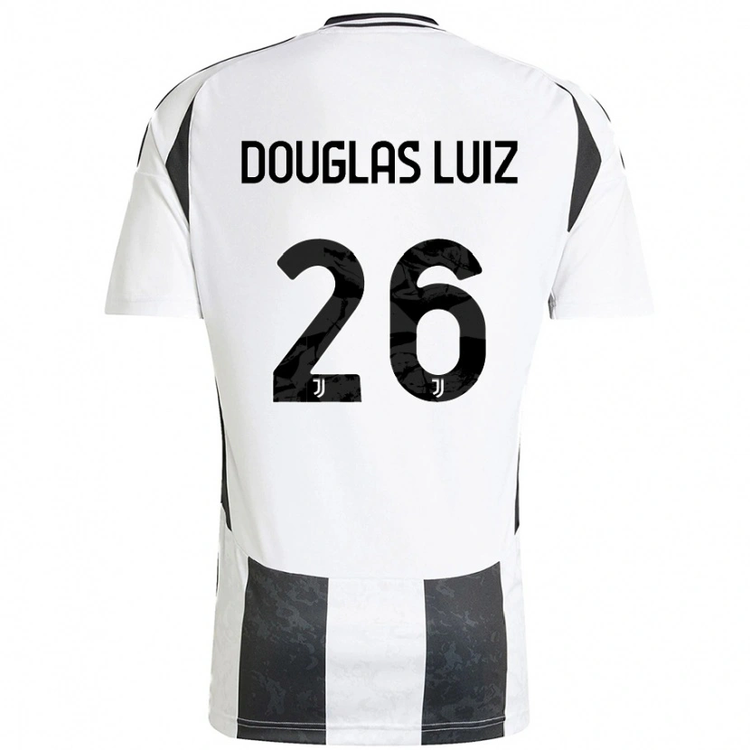 Danxen Kinderen Douglas Luiz #26 Wit Zwart Thuisshirt Thuistenue 2024/25 T-Shirt