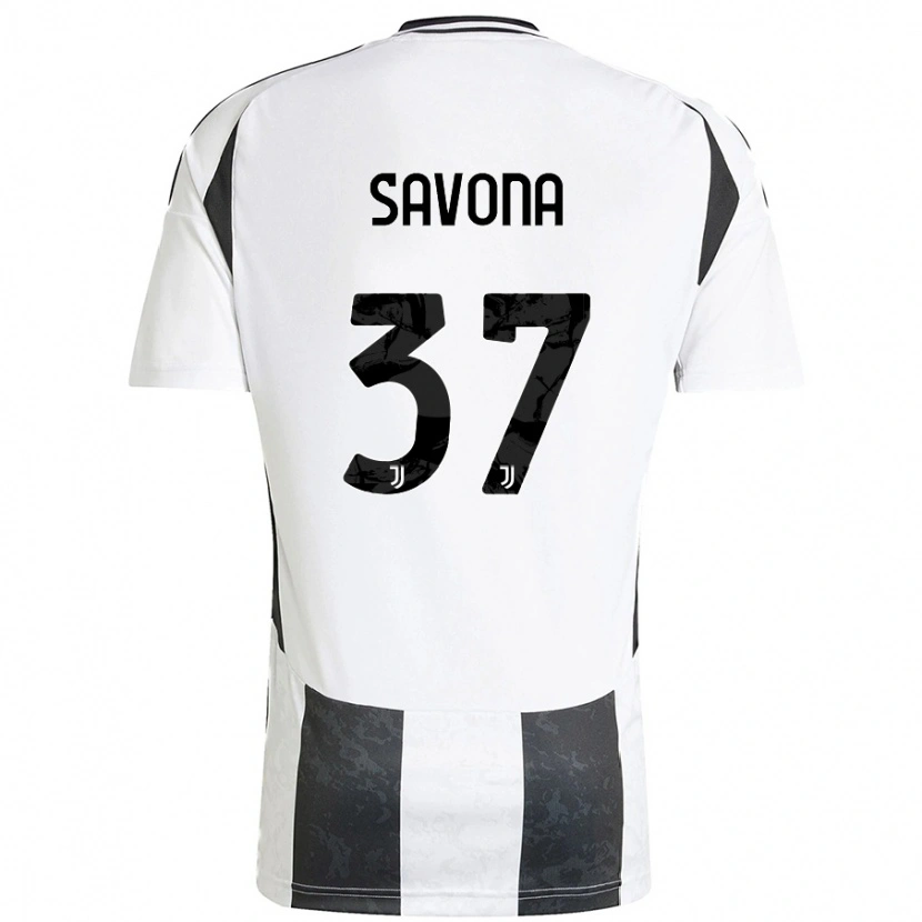 Danxen Kinderen Nicolò Savona #37 Wit Zwart Thuisshirt Thuistenue 2024/25 T-Shirt