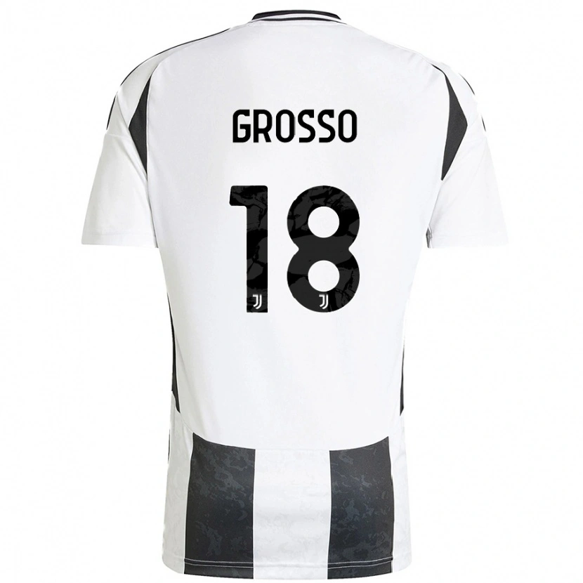 Danxen Kinderen Filippo Grosso #18 Wit Zwart Thuisshirt Thuistenue 2024/25 T-Shirt