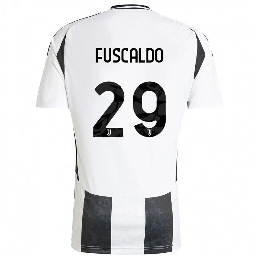 Danxen Kinderen Matteo Fuscaldo #29 Wit Zwart Thuisshirt Thuistenue 2024/25 T-Shirt