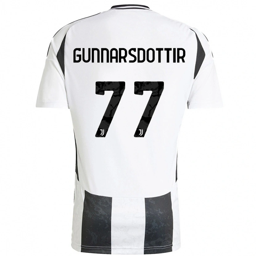 Danxen Kinderen Sara Björk Gunnarsdóttir #77 Wit Zwart Thuisshirt Thuistenue 2024/25 T-Shirt