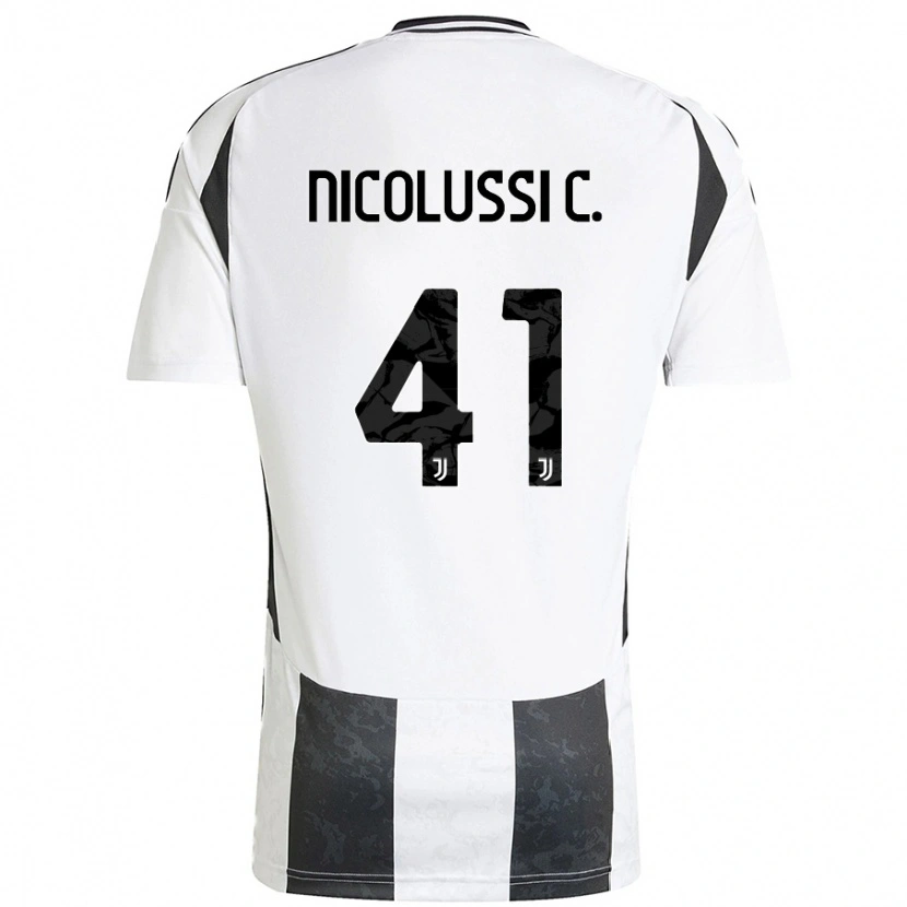 Danxen Kinderen Hans Nicolussi Caviglia #41 Wit Zwart Thuisshirt Thuistenue 2024/25 T-Shirt