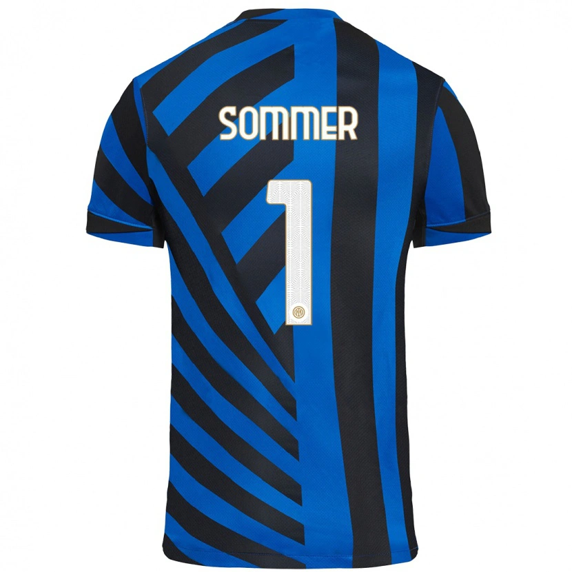 Danxen Kinderen Yann Sommer #1 Blauw Zwart Thuisshirt Thuistenue 2024/25 T-Shirt