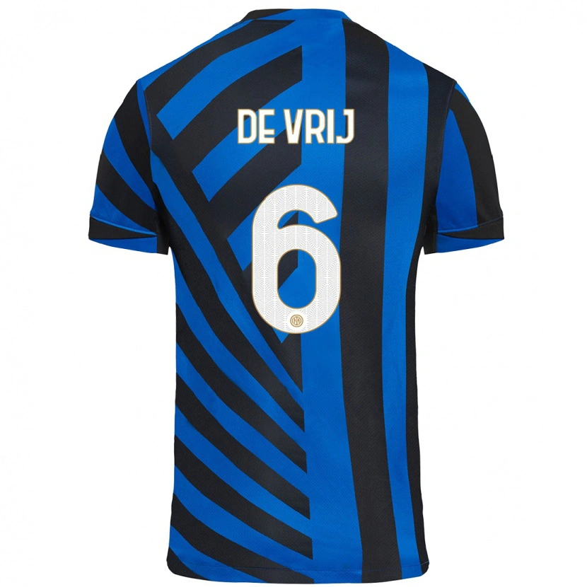 Danxen Kinderen Stefan De Vrij #6 Blauw Zwart Thuisshirt Thuistenue 2024/25 T-Shirt