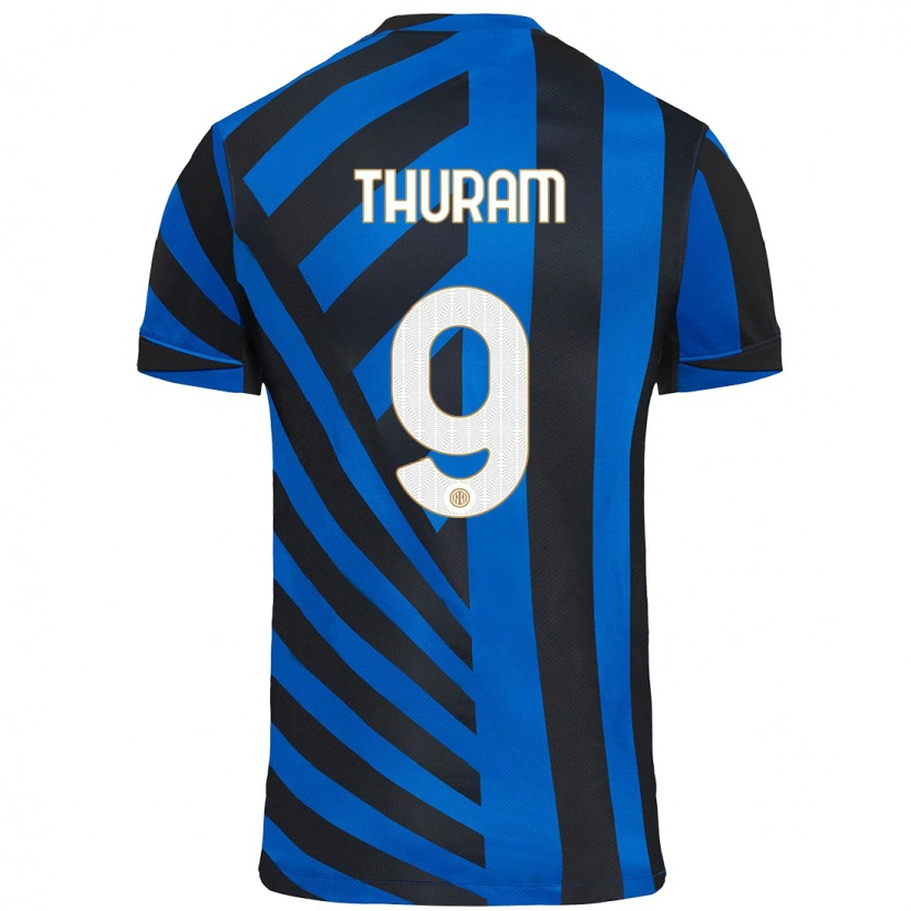 Danxen Kinderen Marcus Thuram #9 Blauw Zwart Thuisshirt Thuistenue 2024/25 T-Shirt