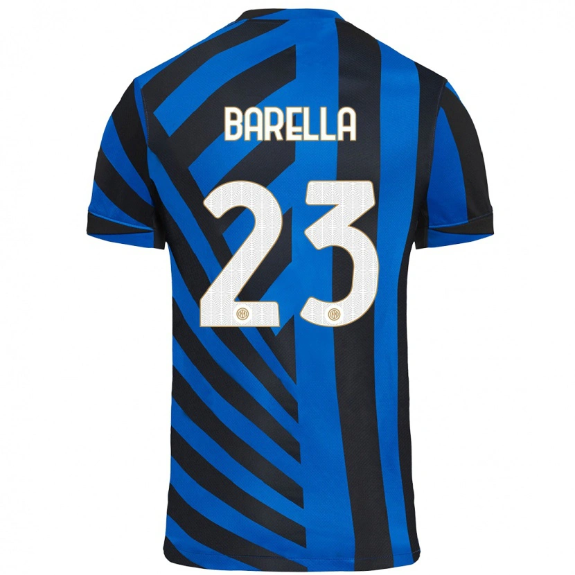 Danxen Kinderen Nicolò Barella #23 Blauw Zwart Thuisshirt Thuistenue 2024/25 T-Shirt