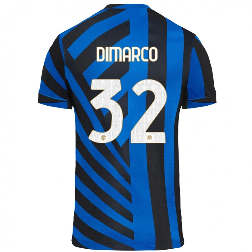 Danxen Kinderen Federico Dimarco #32 Blauw Zwart Thuisshirt Thuistenue 2024/25 T-Shirt