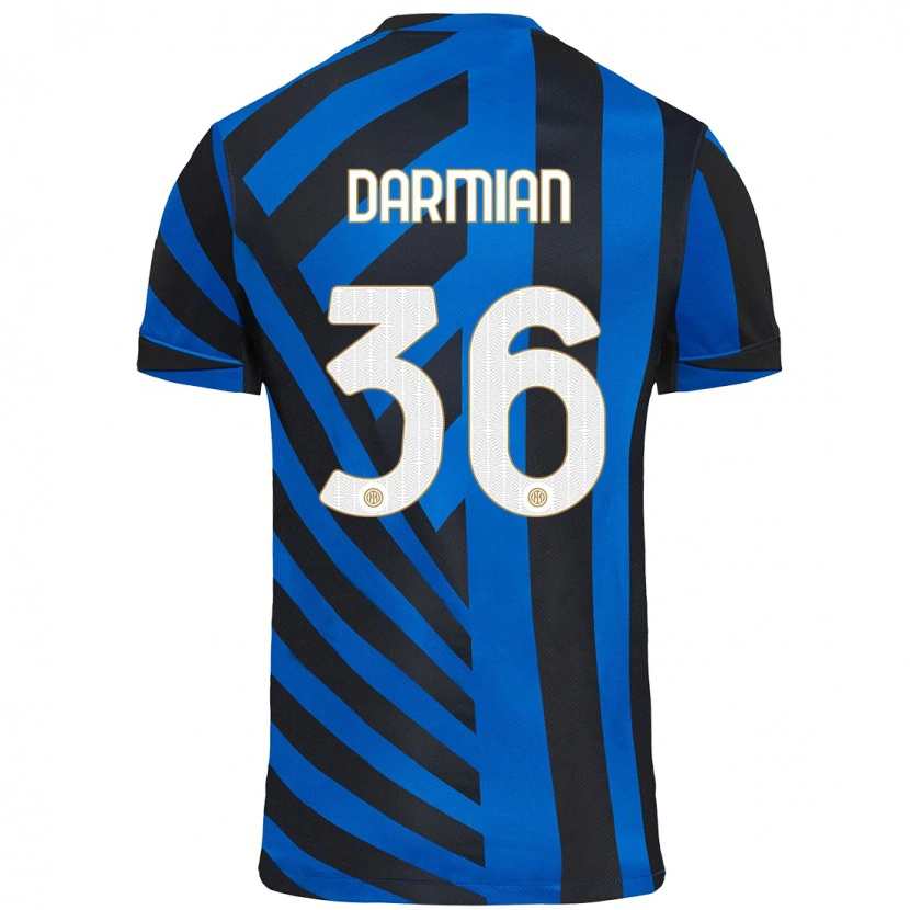 Danxen Kinderen Matteo Darmian #36 Blauw Zwart Thuisshirt Thuistenue 2024/25 T-Shirt