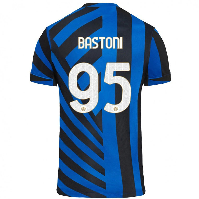 Danxen Kinderen Alessandro Bastoni #95 Blauw Zwart Thuisshirt Thuistenue 2024/25 T-Shirt