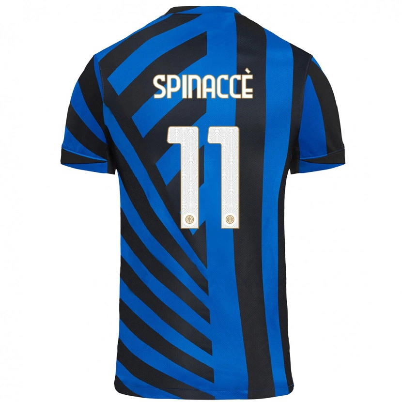 Danxen Kinderen Matteo Spinaccè #11 Blauw Zwart Thuisshirt Thuistenue 2024/25 T-Shirt