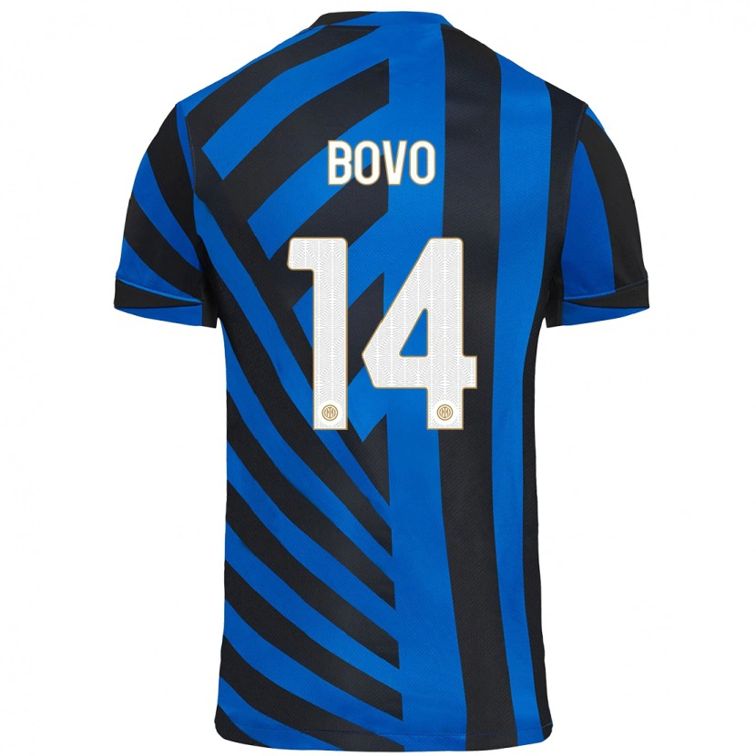 Danxen Kinderen Leonardo Bovo #14 Blauw Zwart Thuisshirt Thuistenue 2024/25 T-Shirt