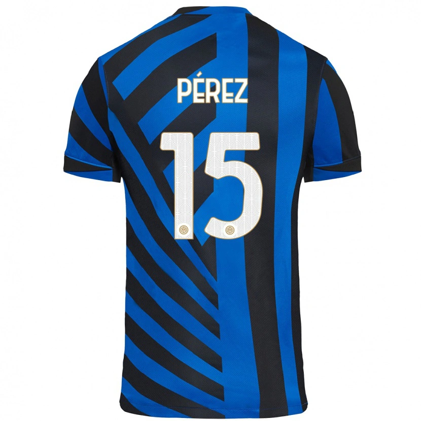 Danxen Kinderen Álex Pérez #15 Blauw Zwart Thuisshirt Thuistenue 2024/25 T-Shirt