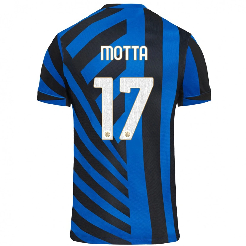 Danxen Kinderen Matteo Motta #17 Blauw Zwart Thuisshirt Thuistenue 2024/25 T-Shirt