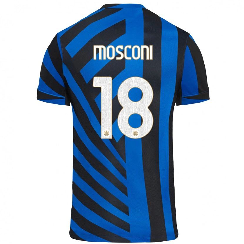 Danxen Kinderen Mattia Mosconi #18 Blauw Zwart Thuisshirt Thuistenue 2024/25 T-Shirt