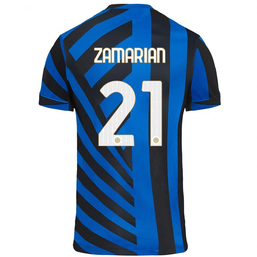 Danxen Kinderen Matteo Zamarian #21 Blauw Zwart Thuisshirt Thuistenue 2024/25 T-Shirt