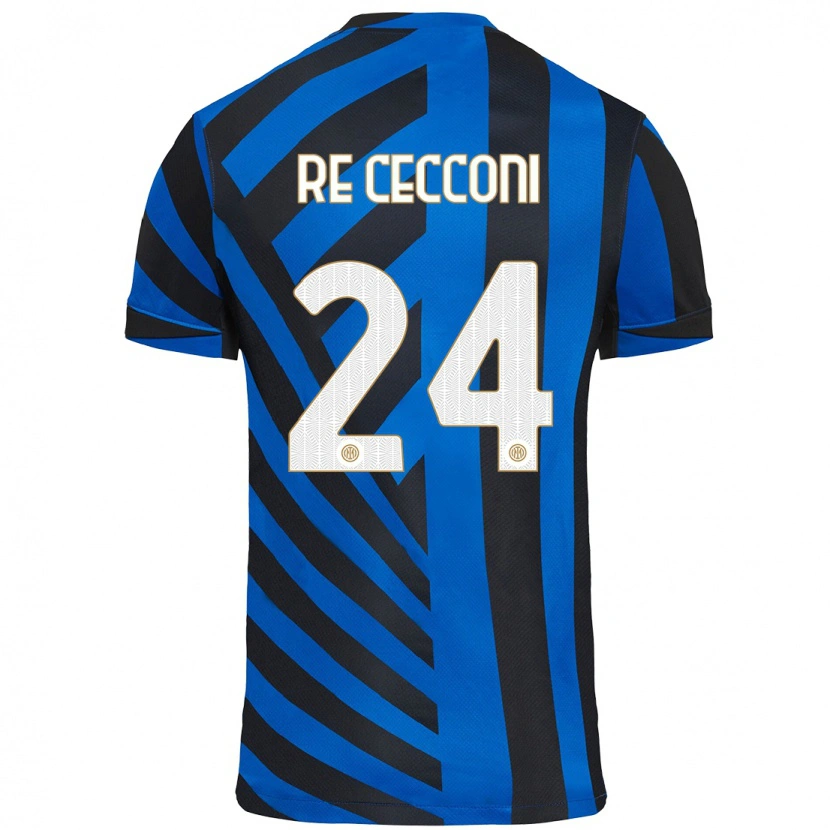 Danxen Kinderen Gabriele Re Cecconi #24 Blauw Zwart Thuisshirt Thuistenue 2024/25 T-Shirt