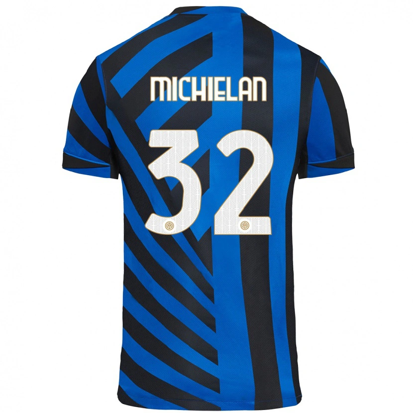 Danxen Kinderen Mattia Michielan #32 Blauw Zwart Thuisshirt Thuistenue 2024/25 T-Shirt