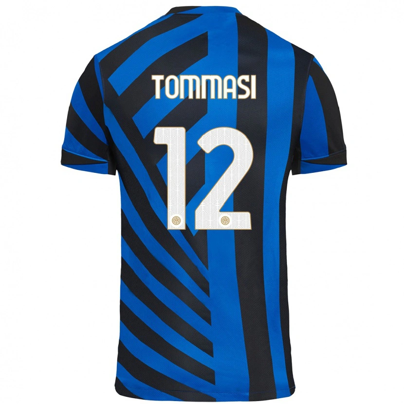 Danxen Kinderen Francesco Tommasi #12 Blauw Zwart Thuisshirt Thuistenue 2024/25 T-Shirt