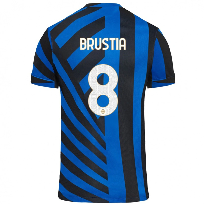 Danxen Kinderen Martina Brustia #8 Blauw Zwart Thuisshirt Thuistenue 2024/25 T-Shirt